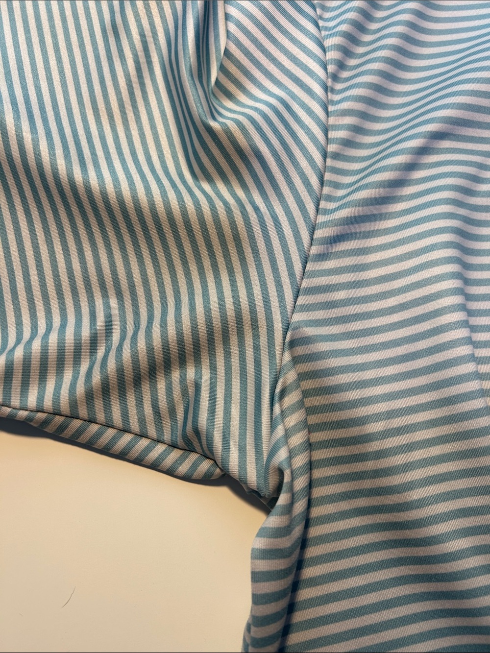 Men's Light Blue Striped Performance Polo with Subtle Chest Logo - Picture 5 of 6